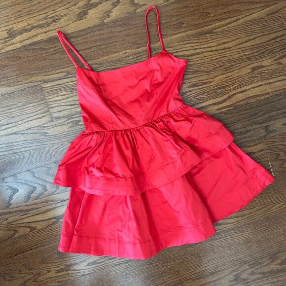 New With Tags Tiered Poplin Ruffle Mini Dress Size Medium Party Flirty Coquette - Picture 4 of 15